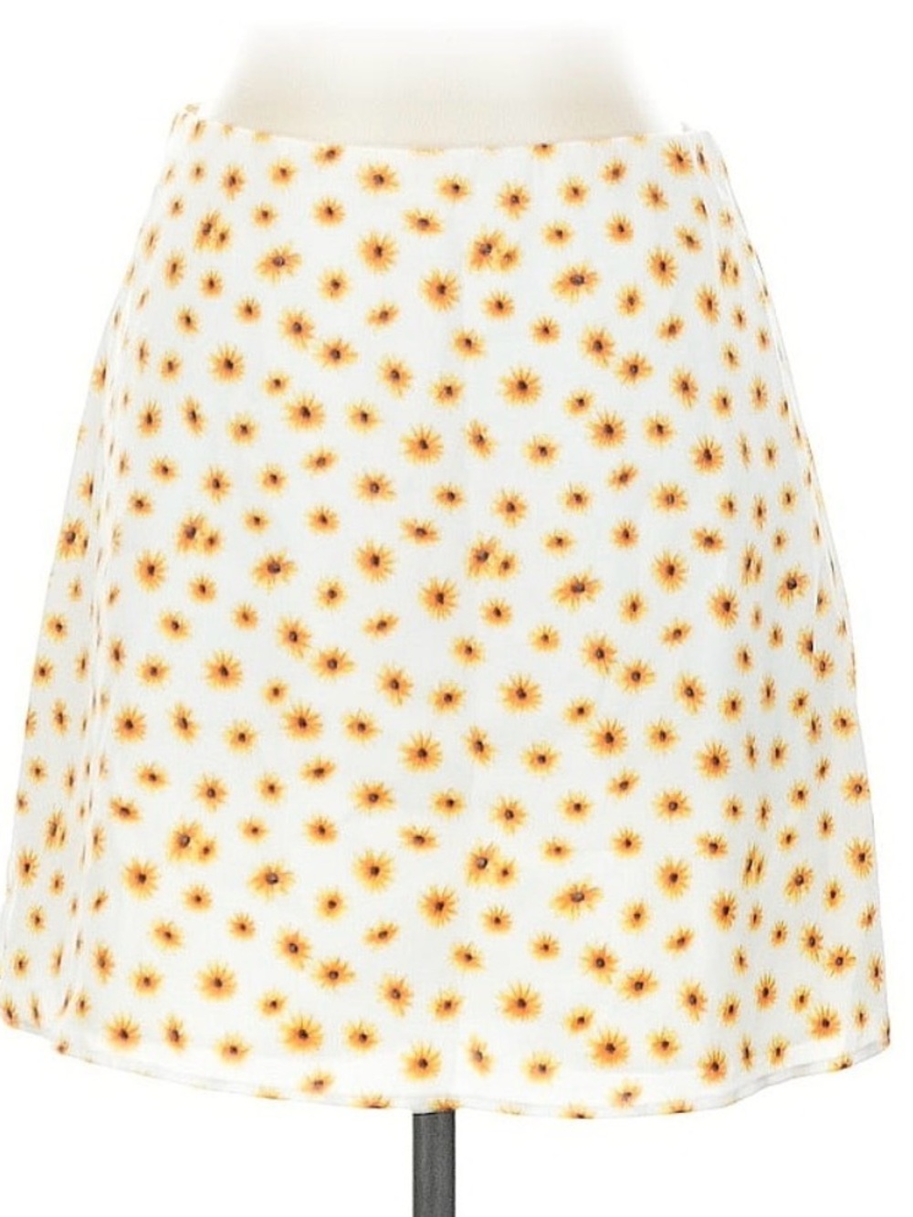 WeWoreWhat White Mini Skirt with Yellow Floral Sunburst Print